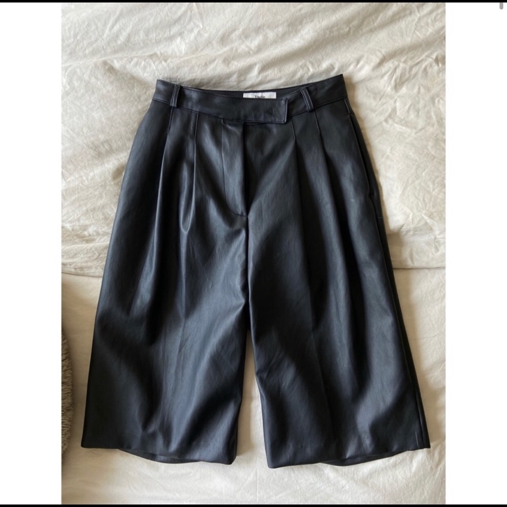 The Frankie Shop faux leather knee length shorts